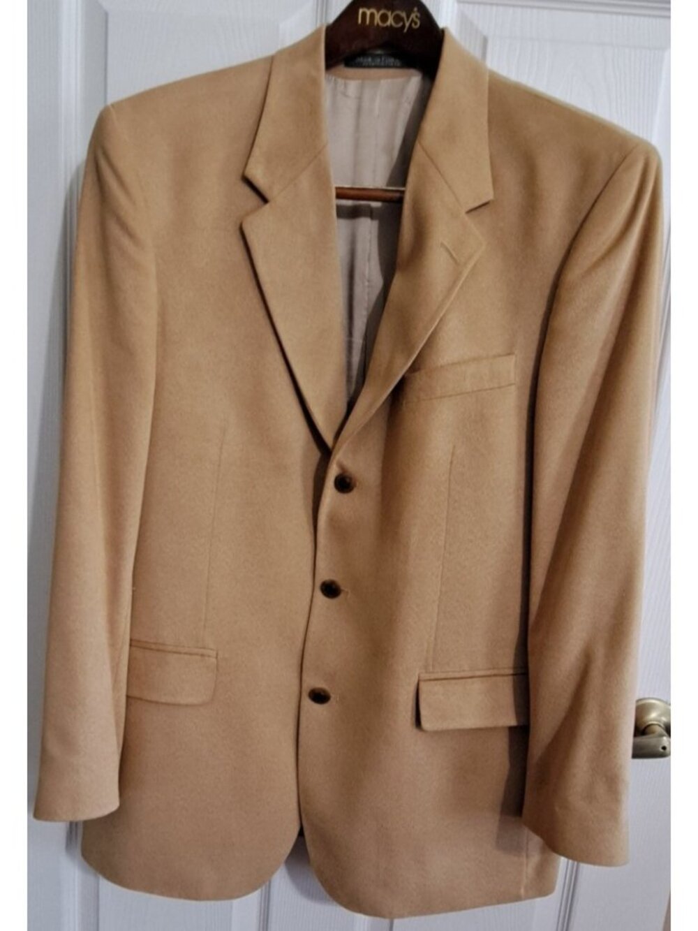 Kasper Macy's Men's Store 40R  Microfiber 3 Button Camel Colored Blazer Classic